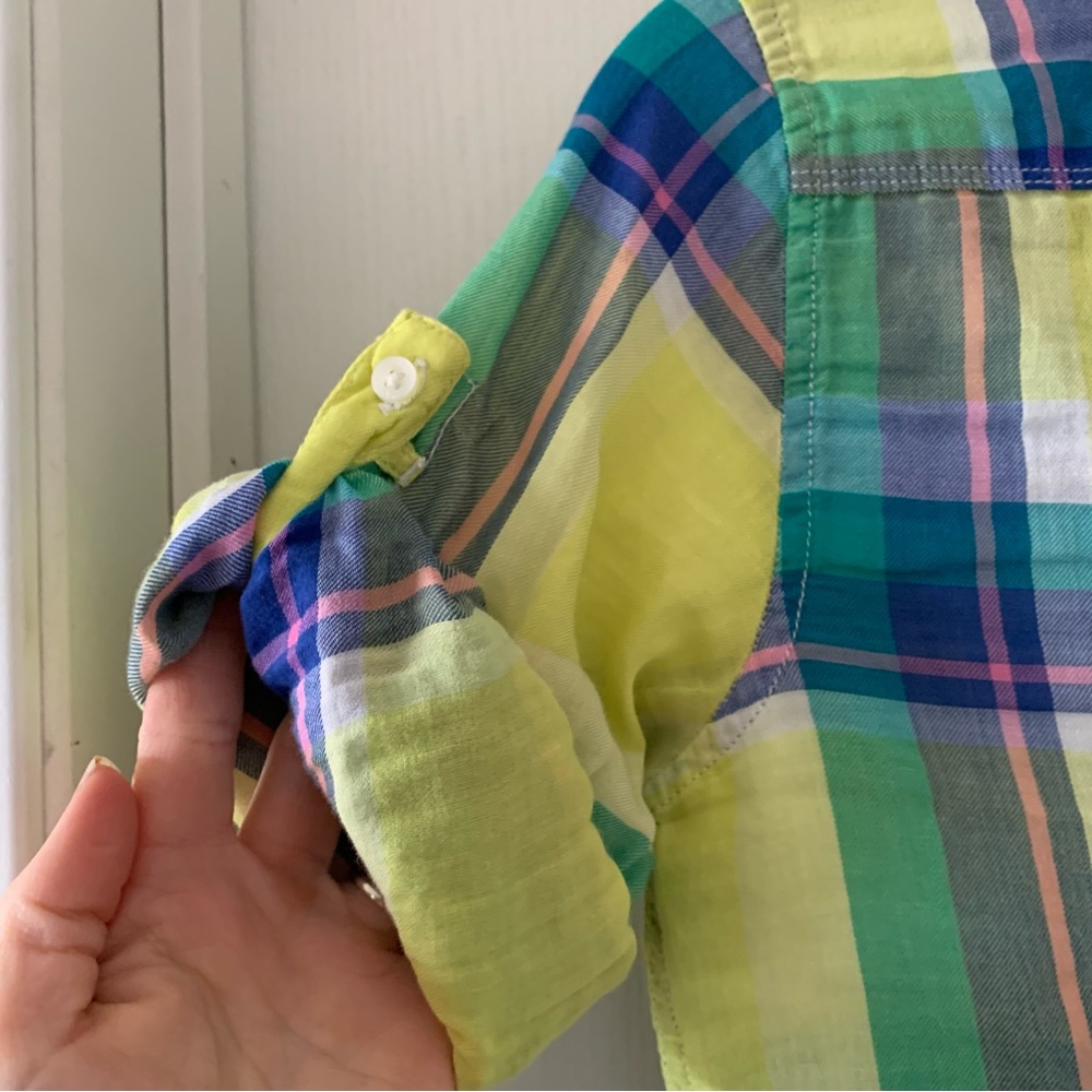 American Eagle Bright Plaid Button Doen - image 6